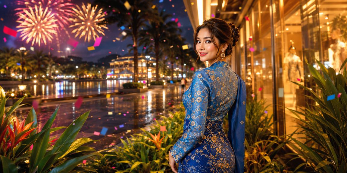Pemain lottery di Malaysia dengan baju kurung tradisional
